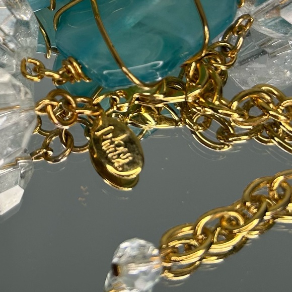 Joan Rivers Caged Resin Turquoise & Crystal Gold-Tone Necklace. - Picture 5 of 5